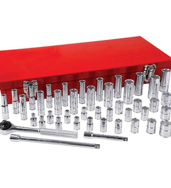 URREA  |  4700A  |  JGO. DADOS Y ACCESORIOS CUADRO 1/4" STD Y MM 6 PUNTAS 44 PZAS C/CAJA METALICA