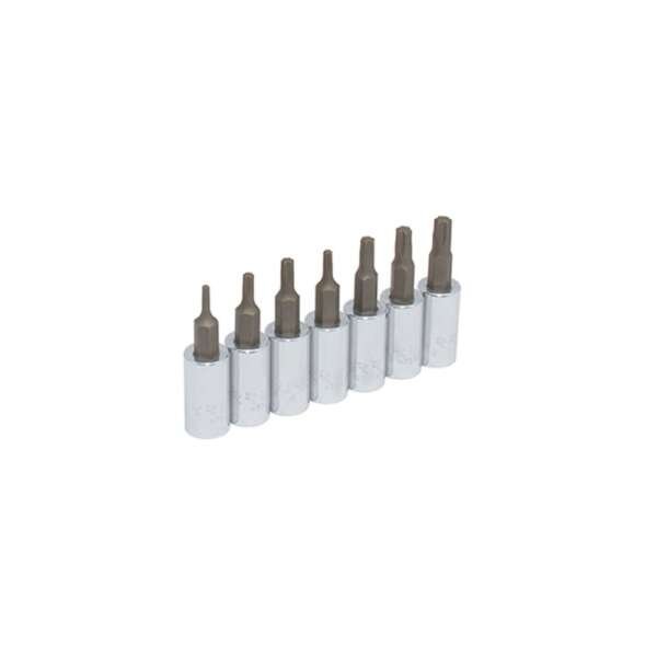 URREA  |  4739C  |  JGO. DADOS PUNTA TORX CUADRO 1/4" DE T8 A T30 7 PZAS EN RIEL