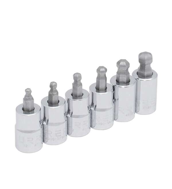 URREA  |  4900BD  |  JGO. DADOS PUNTA HEXAGONAL BOLA CUADRO 3/8" DE 5/32" A 3/8" 6 PZAS EN RIEL