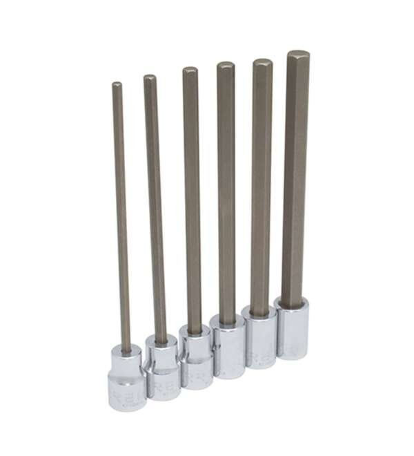 URREA  |  4990SML  |  JGO. DADOS PUNTA HEXAGONAL LARGA CUADRO 3/8" DE 4 A 10MM 6 PZAS EN RIEL