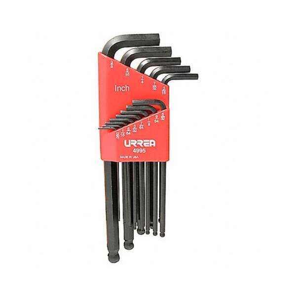 URREA  |  4995  |  JGO LLAVES HEXAGONALES PUNTA DE BOLA TIPO "L" 0.05 A 3/8" 13PZA