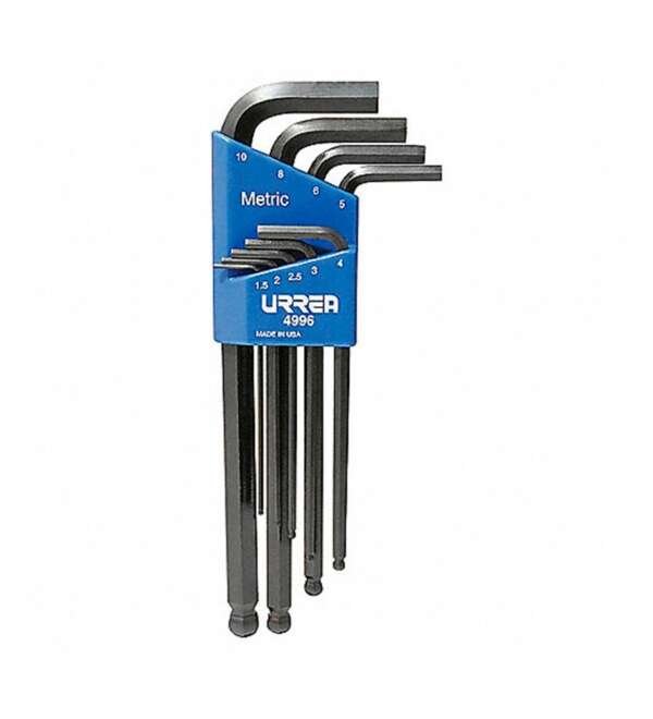 URREA  |  4996  |  JGO LLAVES HEXAGONALES PUNTA DE BOLA TIPO "L" 1.5 A 10MM 9PZAS