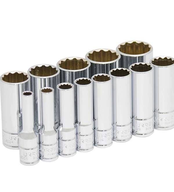 URREA  |  52112  |  JGO. DADOS LARGOS CUADRO 3/8" DE 1/4" A 1" 12 PUNTAS 13 PZAS EN RIEL