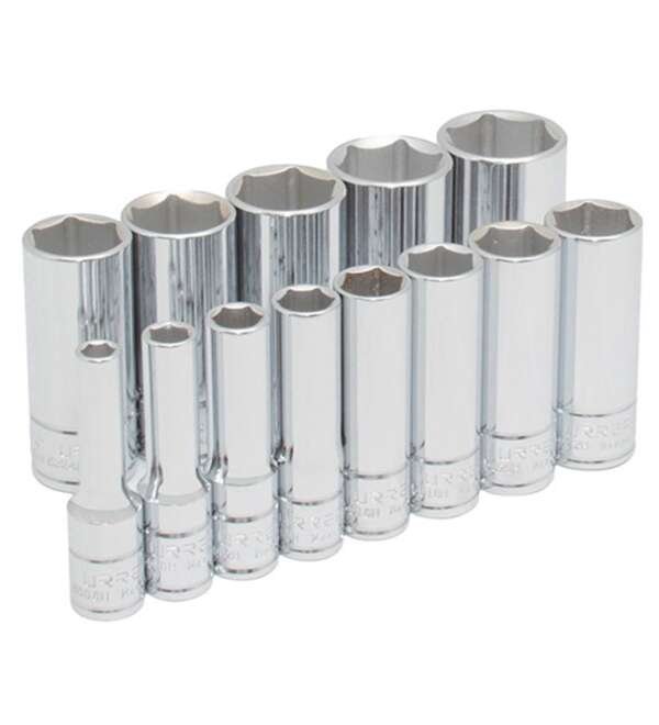 URREA  |  52114  |  JGO. DADOS LARGOS CUADRO 3/8" DE 1/4" A 1" 6 PUNTAS 13 PZAS EN RIEL