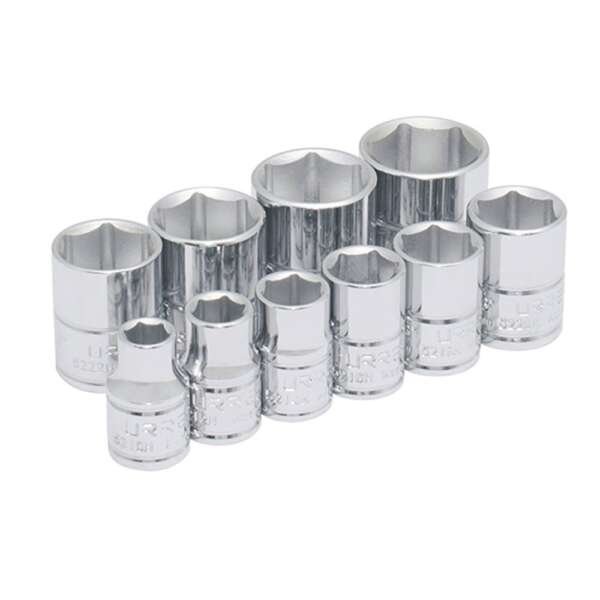 URREA  |  52122  |  JGO. DADOS CUADRO 3/8" DE 5/16" A 7/8" 6 PUNTAS 10 PZAS EN RIEL