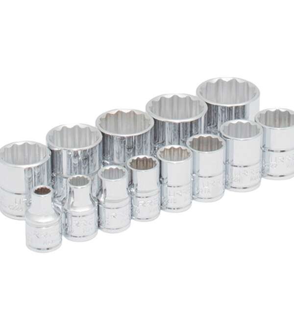 URREA  |  52124  |  JGO. DADOS CUADRO 3/8" DE 1/4" A 1" 12 PUNTAS 13 PZAS EN RIEL