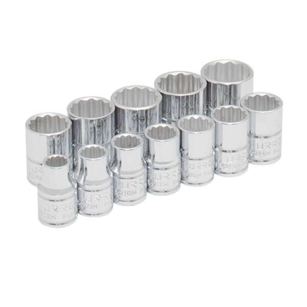 URREA  |  52216  |  JGO. DADOS CUADRO 3/8" DE 8 A 19MM 12 PUNTAS 12 PZAS EN RIEL