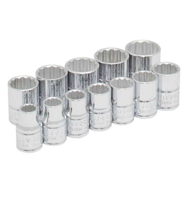 URREA  |  52216  |  JGO. DADOS CUADRO 3/8" DE 8 A 19MM 12 PUNTAS 12 PZAS EN RIEL