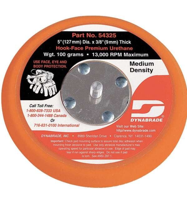 DYNABRADE  |  54325  |  RESPALDO 5" VELCRO C/GANCHO CORTO, 13,000 RPM