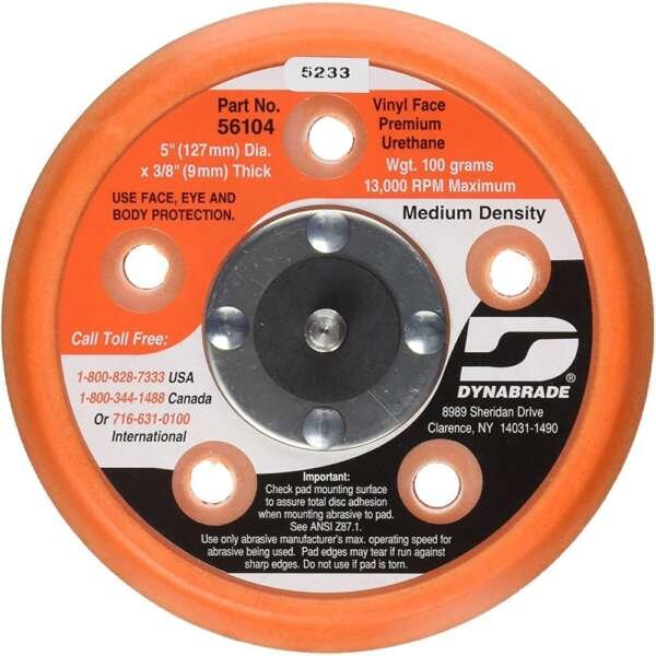DYNABRADE  |  56104  |  RESPALDO 5" (127MM) PSA X 3/8 MEDIANO, 13,000 RPM, CON ORIFICIOS