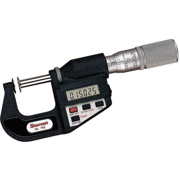 STARRETT  |  756MEFL-25  |  MICROMETRO DIGITAL TIPO DISCO- 0-25mm C/SALIDA DE DATOS
