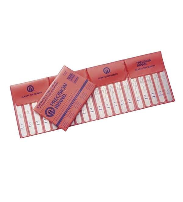 PRECISION BRAND  |  77750  |  MEDIDOR DE ESPESOR DE ACERO INOXIDABLE 1/2" ANCHO, 5" LARGO, 20 CUCHILLAS