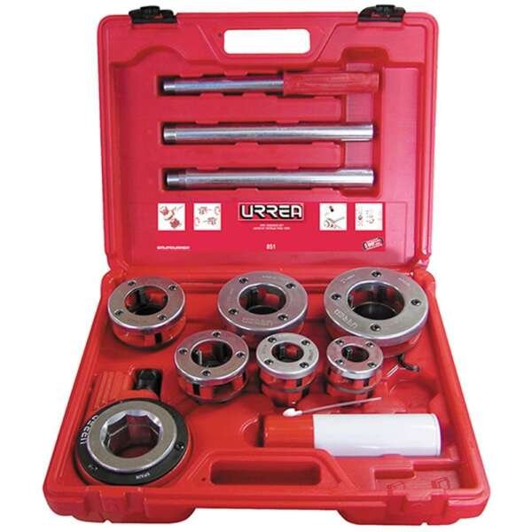 URREA  |  851  |  JGO. DE TARRAJA PARA TUBO NPT 1/2" A 2" 9 PIEZAS