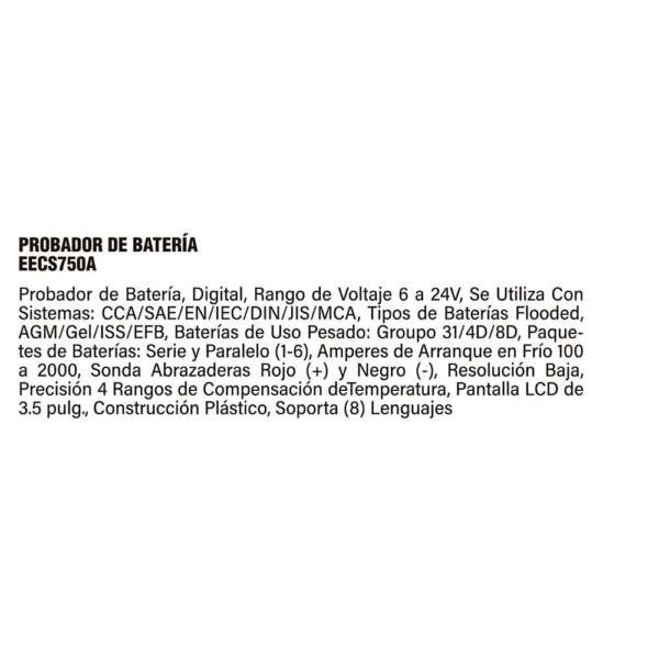 SNAPON  |  EECS750A  |  PROBADOR DE BATERIA - Image 2