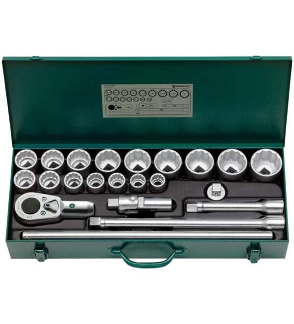 STAHLWILLE  |  96054103  |  JGO. DE DADOS E-3/4" C/MATRACA Y EXTENSION - 22 PIEZAS