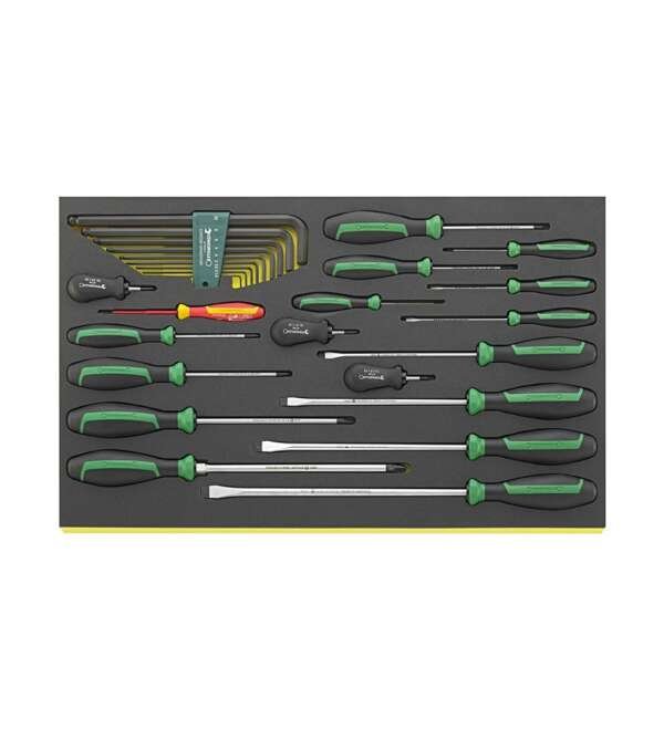 STAHLWILLE  |  96831168  |  JUEGO DE DESTORNILLADORES PLANOS, CRUZ Y JUEGO LLAVES ALLEN 530 x 350 x 35MM