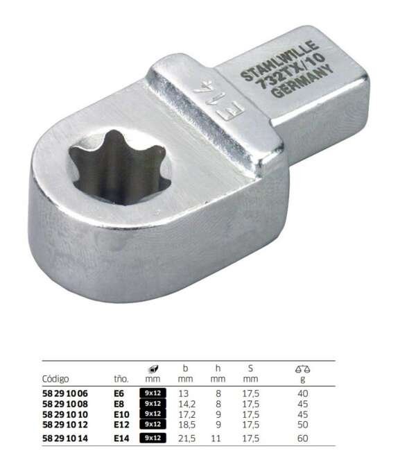 STAHLWILLE  |  58291012  |  LLAVE CERRRADA P/TOQUE BOCA TORX TNO. E12 E-9X12MM