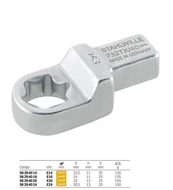 STAHLWILLE  |  58294024  |  LLAVE CERRRADA P/TOQUE BOCA TORX TNO. E24 E-14X18MM