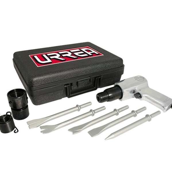 URREA  |  UP711K  |  KIT 7 PZAS MARTILLO CINCELADOR NEUMATICO Y JGO. CINCELES